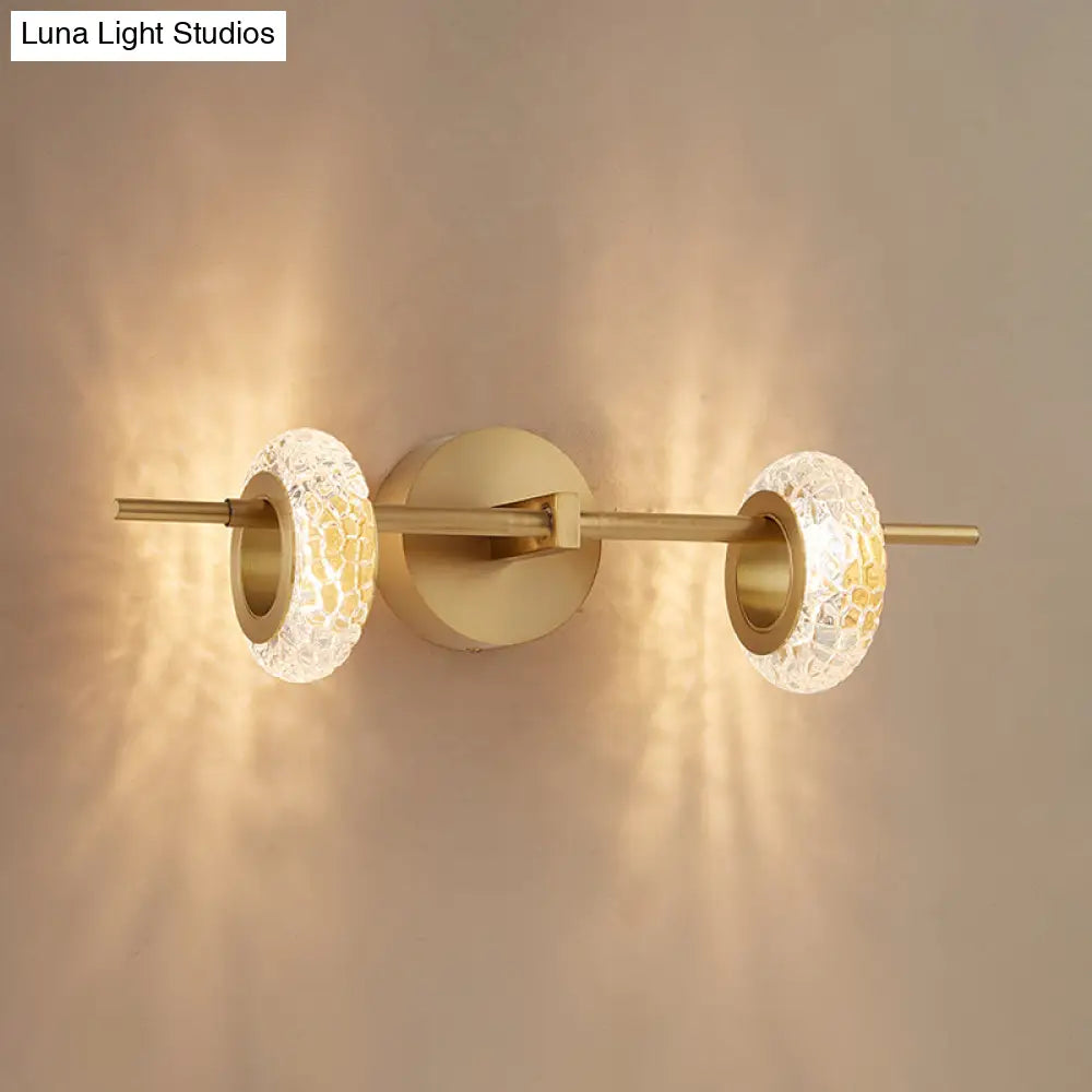 Contemporary Brass Double Oval Wall Light With Led Mount - Crystal Design