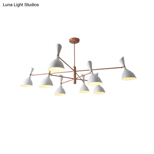 Contemporary Brass Funnel Chandelier With Black/White Shade - Livens Up Your Living Room!