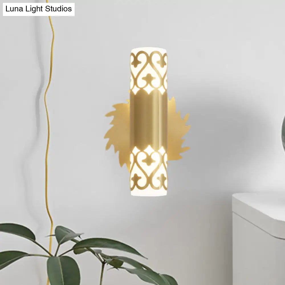 Contemporary Brass Led Cylinder Wall Lamp - Bedside Sconce