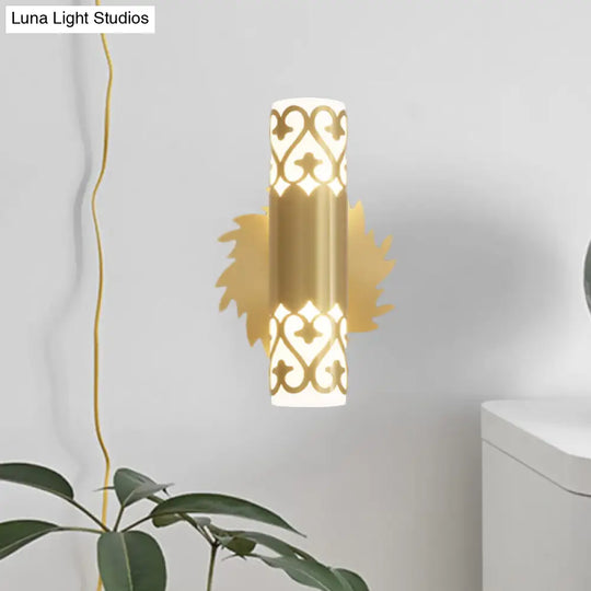 Contemporary Brass Led Cylinder Wall Lamp - Bedside Sconce