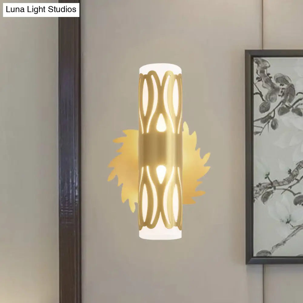 Contemporary Brass Led Cylinder Wall Lamp - Bedside Sconce