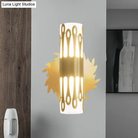 Contemporary Brass Led Cylinder Wall Lamp - Bedside Sconce