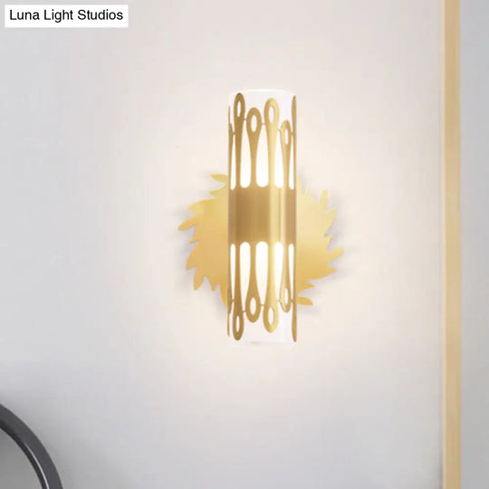 Contemporary Brass Led Cylinder Wall Lamp - Bedside Sconce