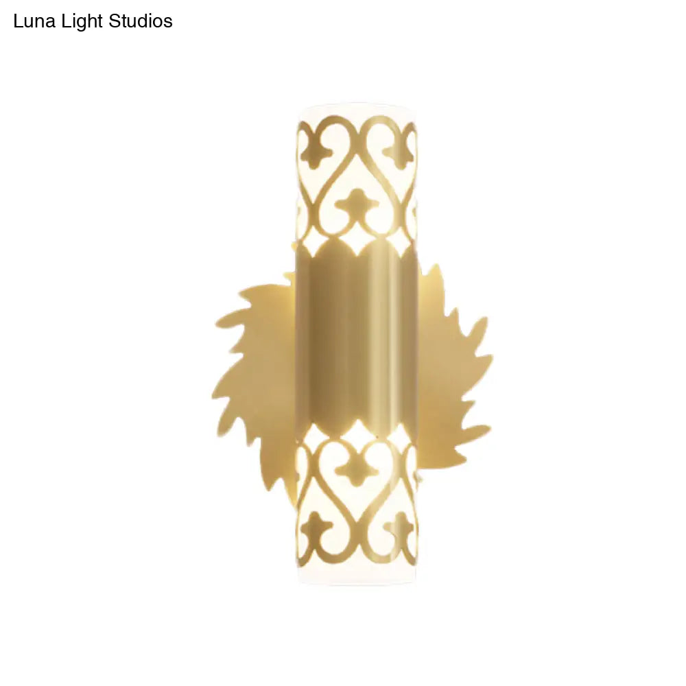 Contemporary Brass Led Cylinder Wall Lamp - Bedside Sconce