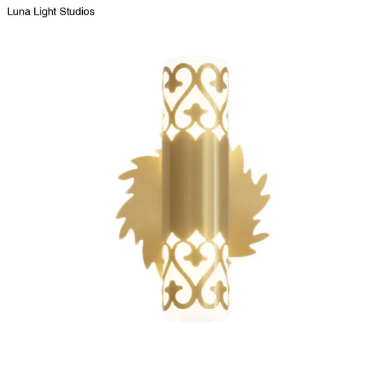 Contemporary Brass Led Cylinder Wall Lamp - Bedside Sconce