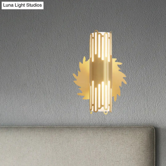 Contemporary Brass Led Cylinder Wall Lamp - Bedside Sconce