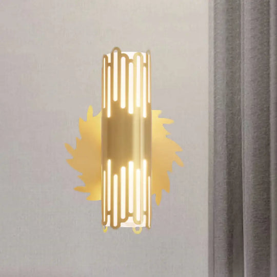 Contemporary Brass Led Cylinder Wall Lamp - Bedside Sconce / B