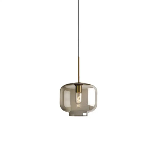 Contemporary Brass Suspension Lamp With Clear Glass Shade - Dining Room Pendant Light