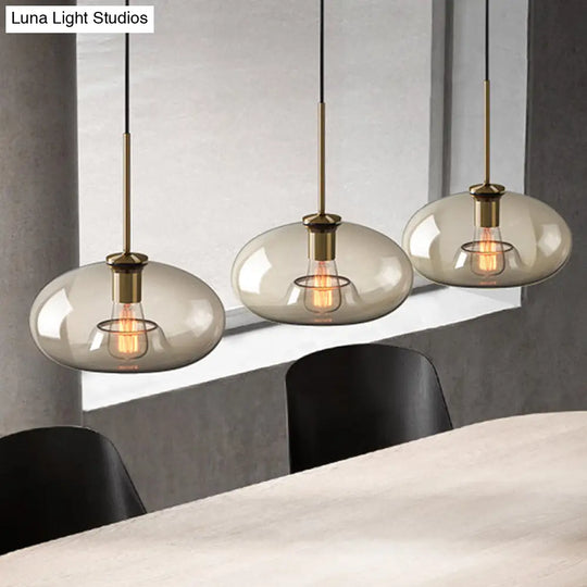 Contemporary Brass Suspension Lamp With Clear Glass Shade - Dining Room Pendant Light