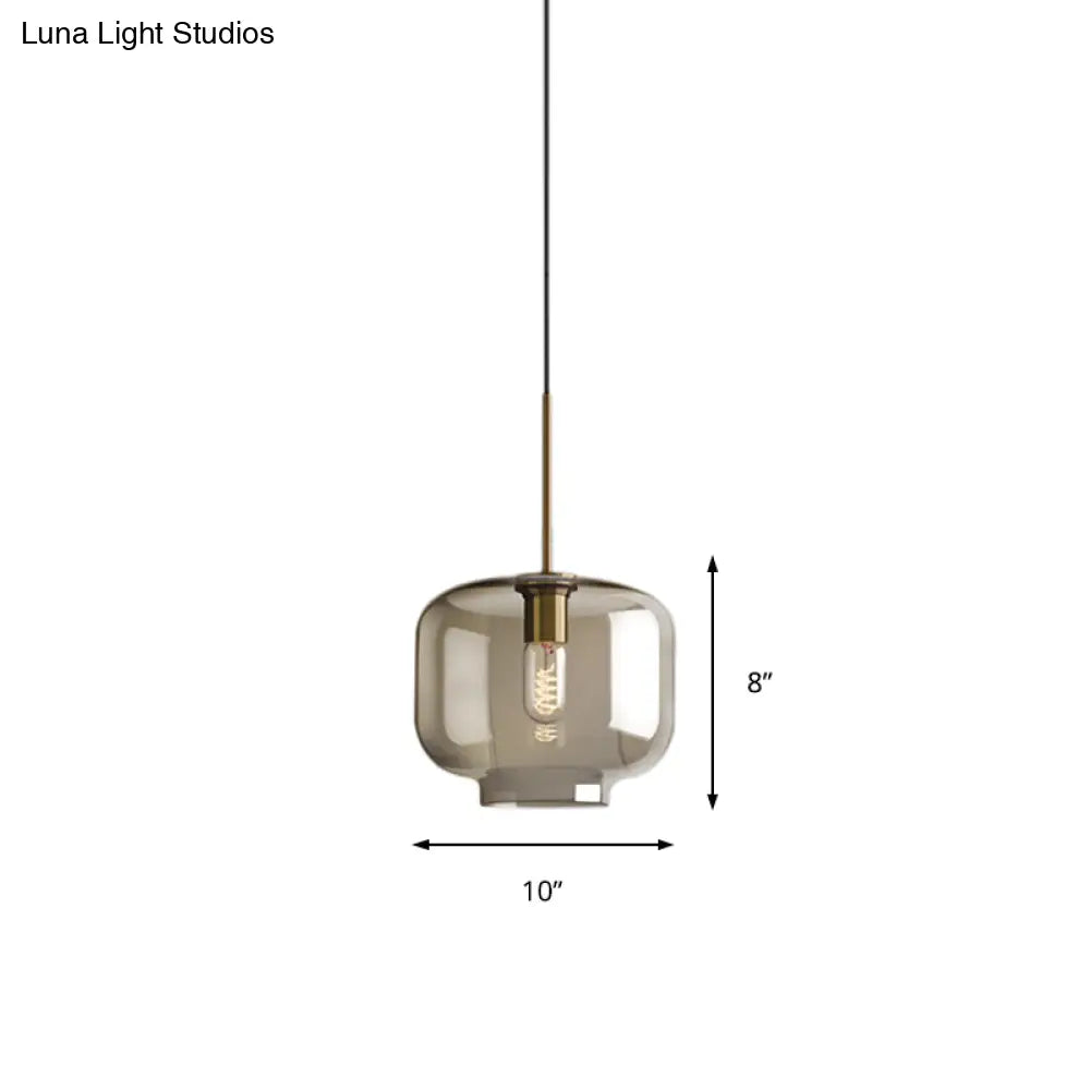 Contemporary Brass Suspension Lamp With Clear Glass Shade - Dining Room Pendant Light