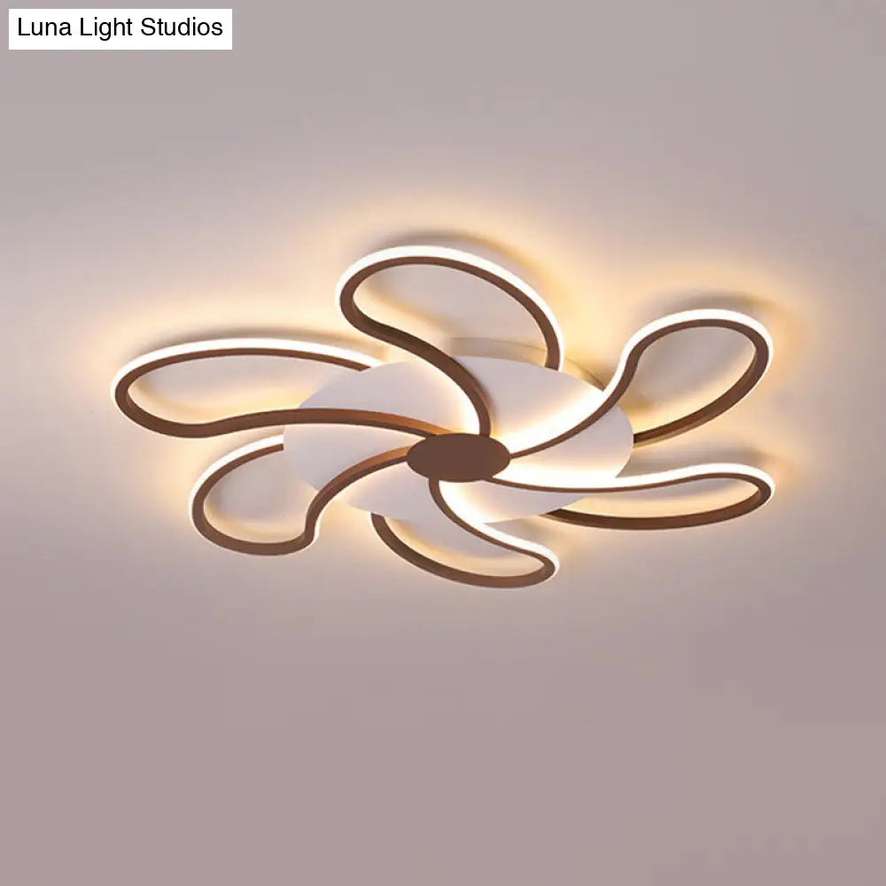 Contemporary Brown Acrylic Flush Light Fixture - Flower Design 5/6/7 Heads Ceiling Mounted