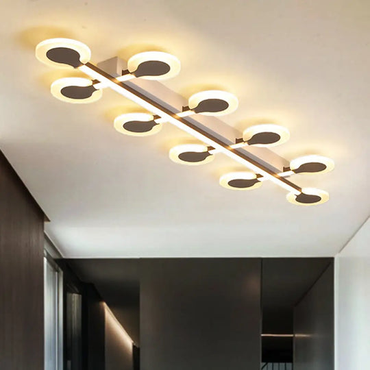 Contemporary Brown Acrylic Flush Mount Ceiling Lamp With Warm/White Light - 8/10/12 Bulbs