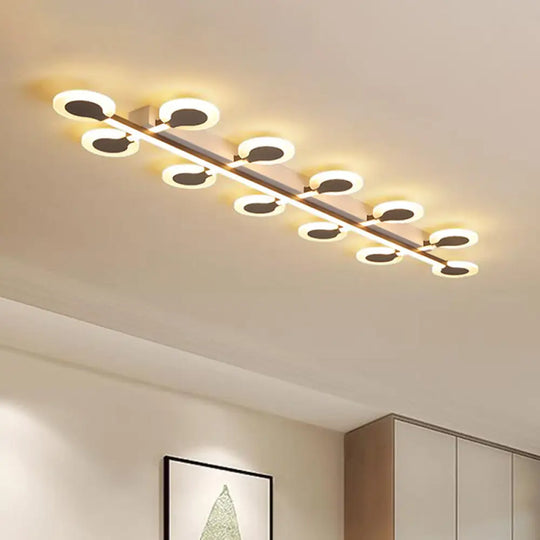 Contemporary Brown Acrylic Flush Mount Ceiling Lamp With Warm/White Light - 8/10/12 Bulbs