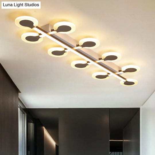 Contemporary Brown Acrylic Flush Mount Ceiling Lamp With Warm/White Light - 8/10/12 Bulbs 31.5/39/47