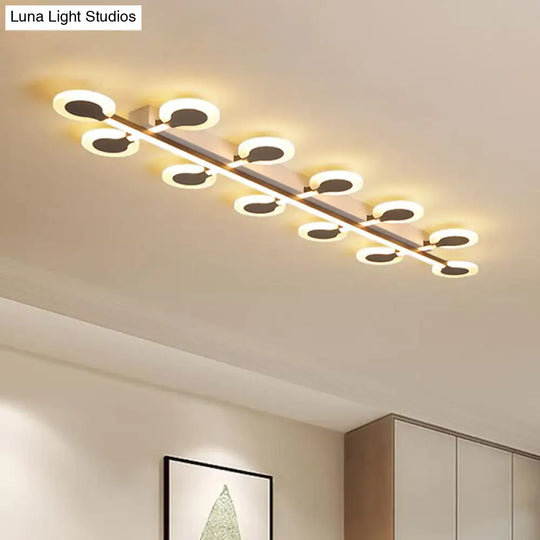 Contemporary Brown Acrylic Flush Mount Ceiling Lamp With Warm/White Light - 8/10/12 Bulbs 31.5/39/47