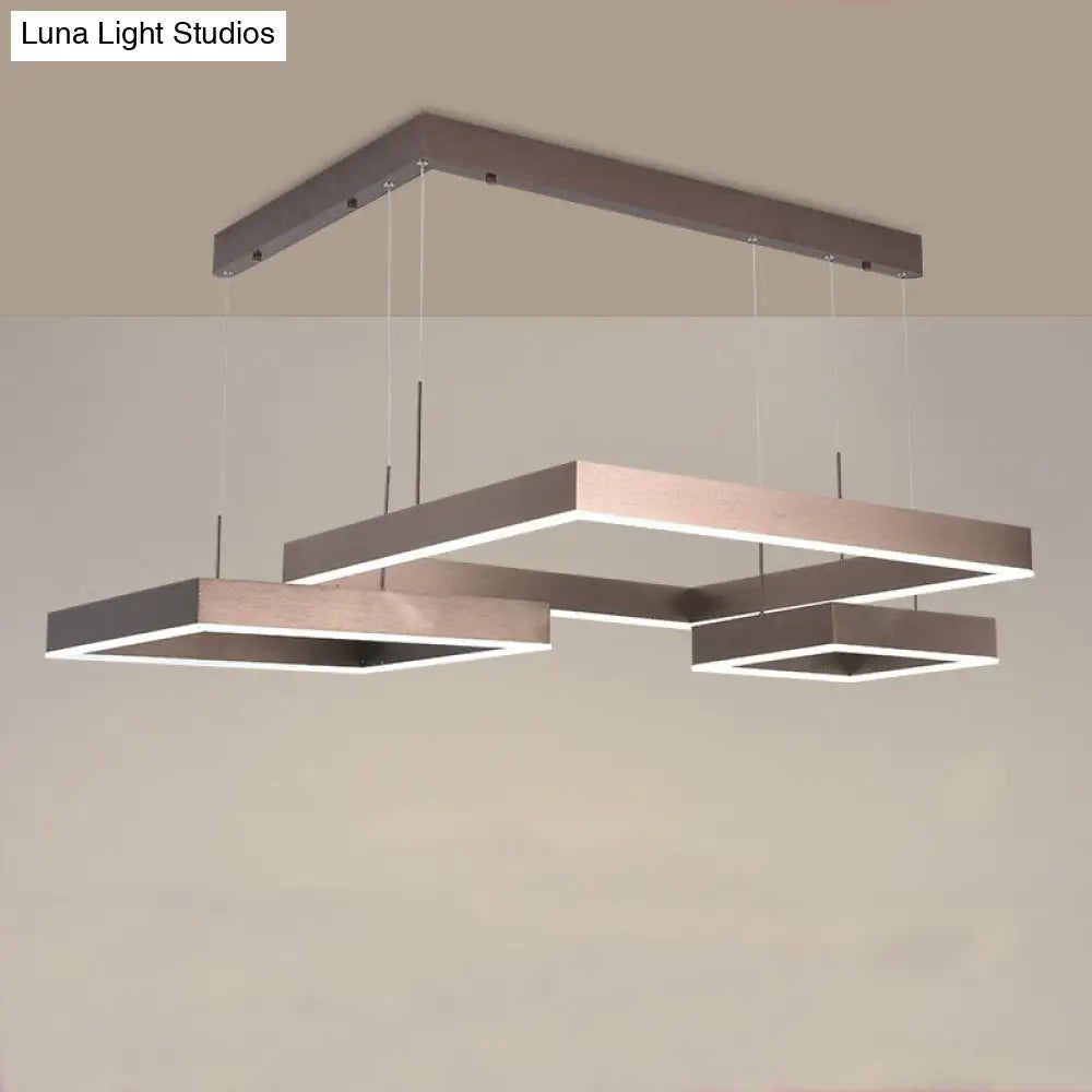 Contemporary Brown Aluminum Chandelier With Led Suspension Light – Available In Small/Large Sizes