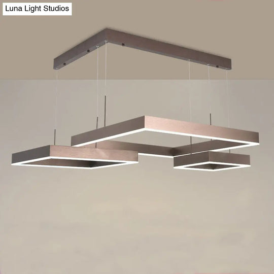 Contemporary Brown Aluminum Chandelier With Led Suspension Light – Available In Small/Large Sizes