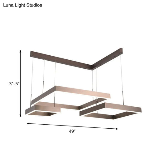 Contemporary Brown Aluminum Suspension Light: Led Hanging Chandelier In Warm/White Light Small/Large