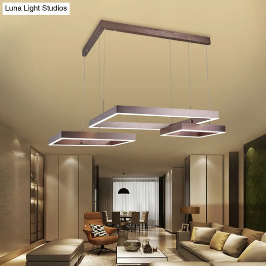 Contemporary Brown Aluminum Chandelier With Led Suspension Light – Available In Small/Large Sizes