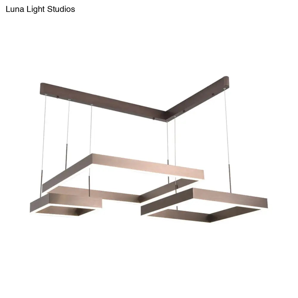 Contemporary Brown Aluminum Chandelier With Led Suspension Light – Available In Small/Large Sizes