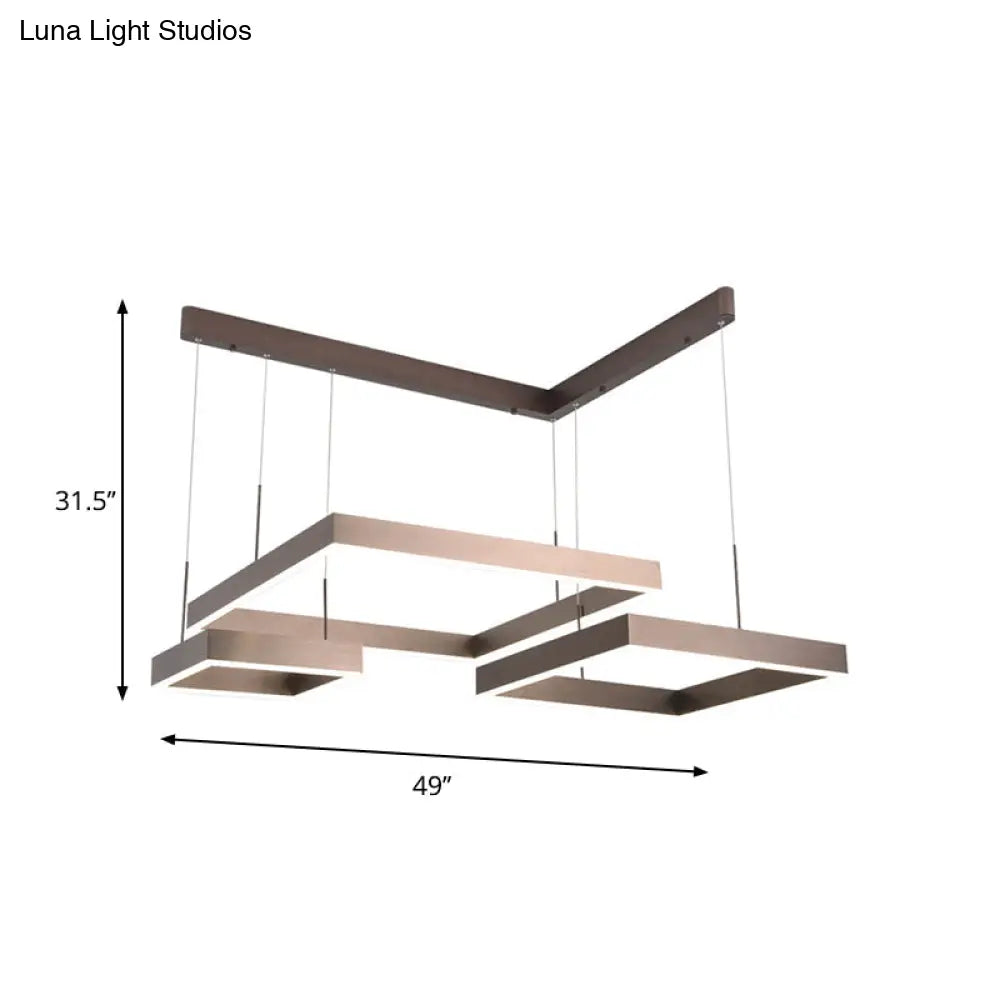 Contemporary Brown Aluminum Chandelier With Led Suspension Light – Available In Small/Large Sizes