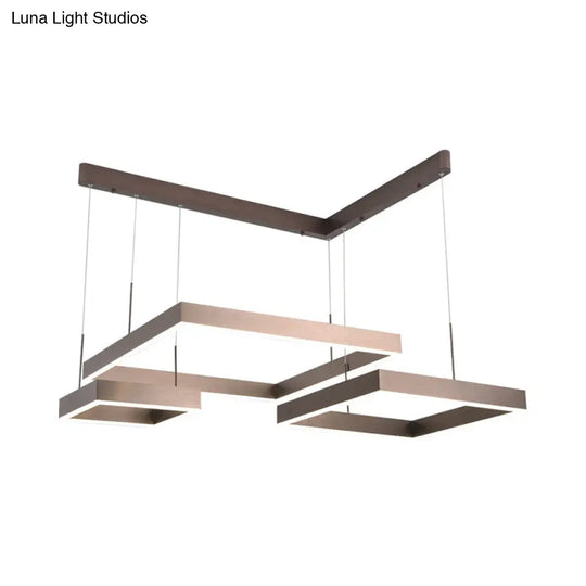 Contemporary Brown Aluminum Suspension Light: Led Hanging Chandelier In Warm/White Light Small/Large