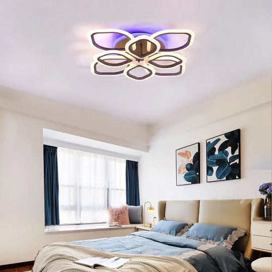 Contemporary Brown Led Ceiling Lamp With Floral Theme - Perfect For Bedroom / Warm