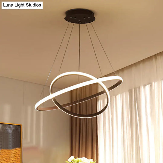 Contemporary Brown Multi-Ring Chandelier With Acrylic Shades - Led Pendant Lights For Living Room