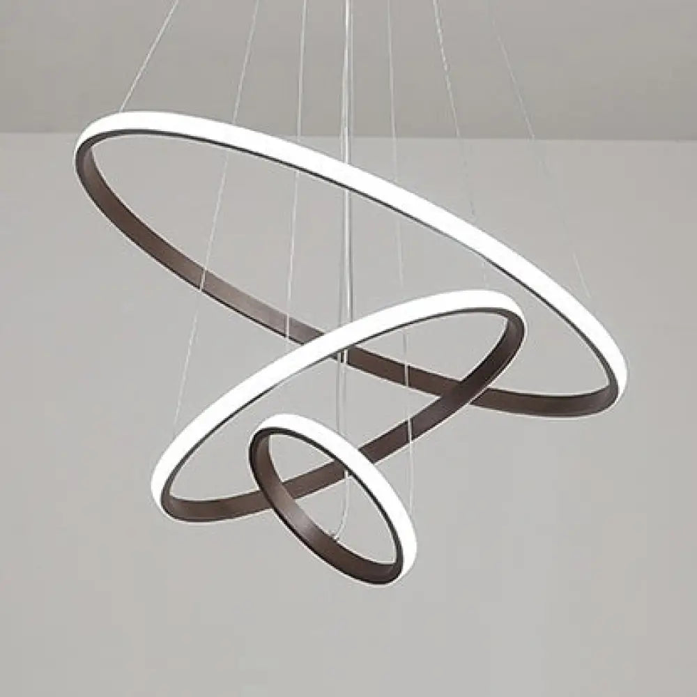 Contemporary Brown Multi-Ring Chandelier With Acrylic Shades - Led Pendant Lights For Living Room