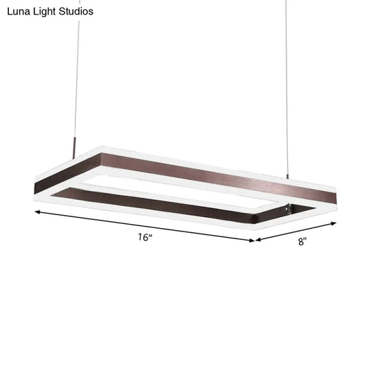 Contemporary Brown Rectangular Led Chandelier - Warm/White Light 1/2/3-Light Acrylic Pendant