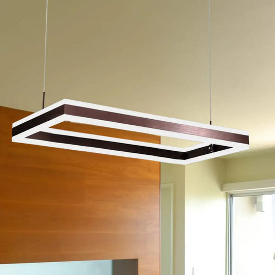 Contemporary Brown Rectangular Led Chandelier - Warm/White Light 1/2/3-Light Acrylic Pendant 1 /