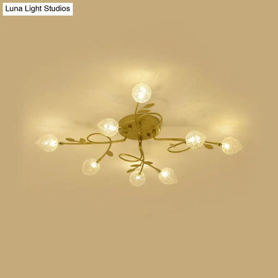 Contemporary Bubbled Glass Branch Ceiling Light - 8/12/16/20 Lights Black/Gold Flush Mount Fixture