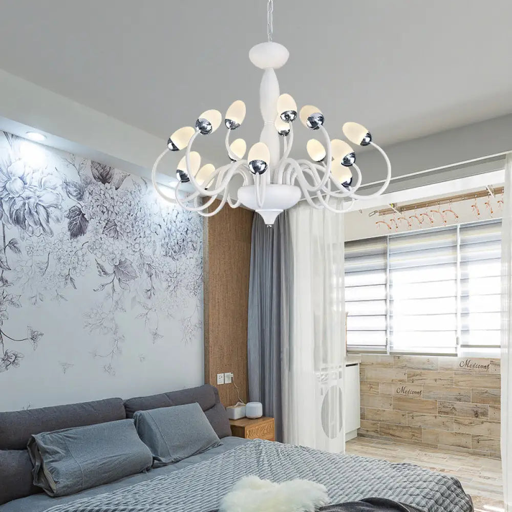 Contemporary Bud Bedroom Chandelier: Acrylic 15/22-Light Hanging Pendant White 15 /