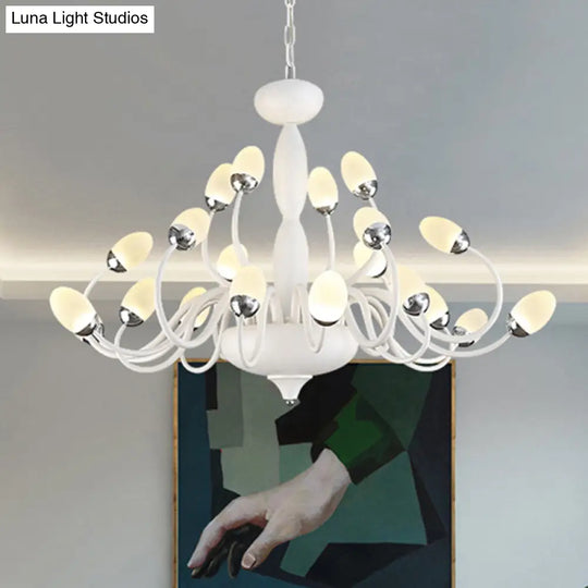 Contemporary Bud Bedroom Chandelier: Acrylic 15/22-Light Hanging Pendant White