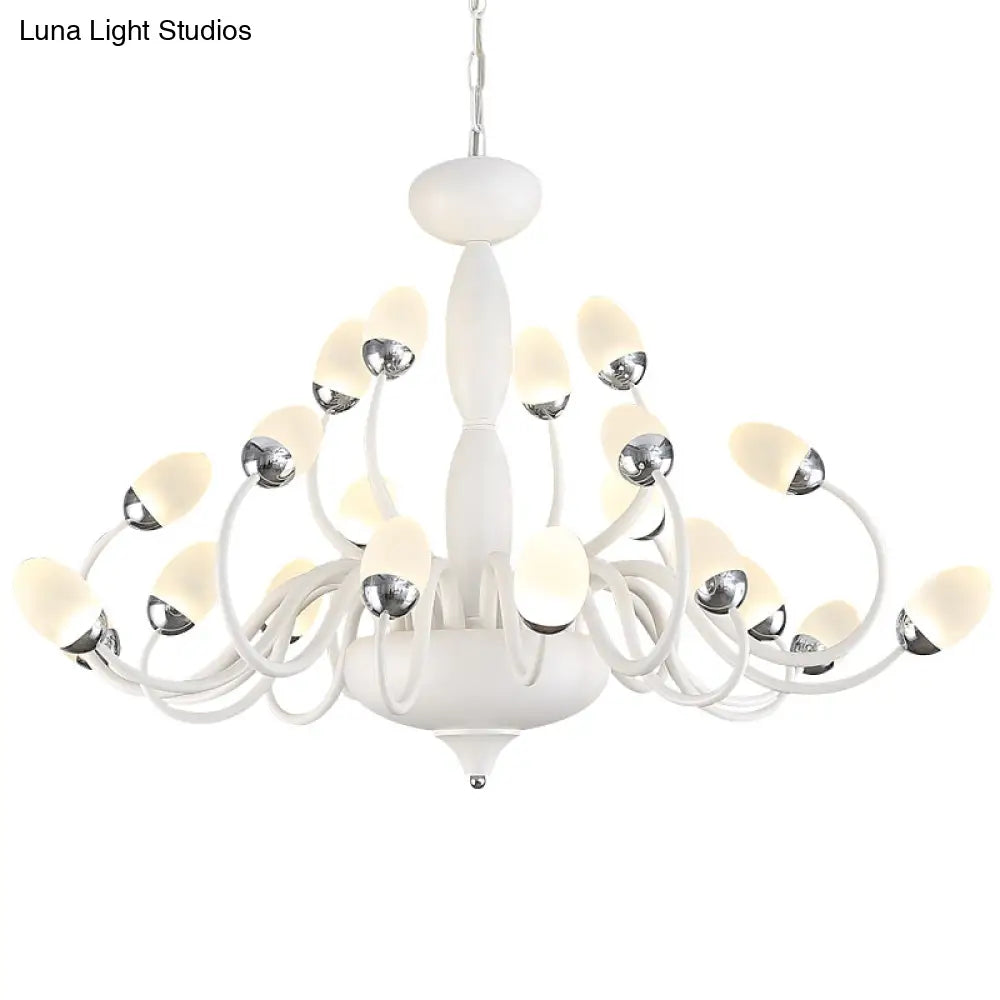 Contemporary Bud Bedroom Chandelier: Acrylic 15/22-Light Hanging Pendant White