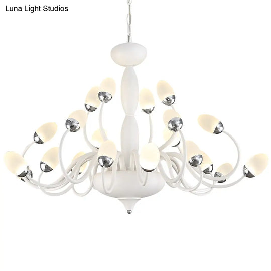 Contemporary Bud Bedroom Chandelier: Acrylic 15/22-Light Hanging Pendant White