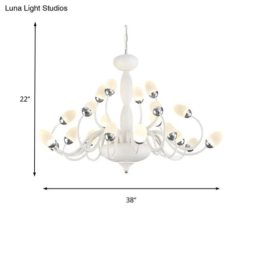 Contemporary Bud Bedroom Chandelier: Acrylic 15/22-Light Hanging Pendant White