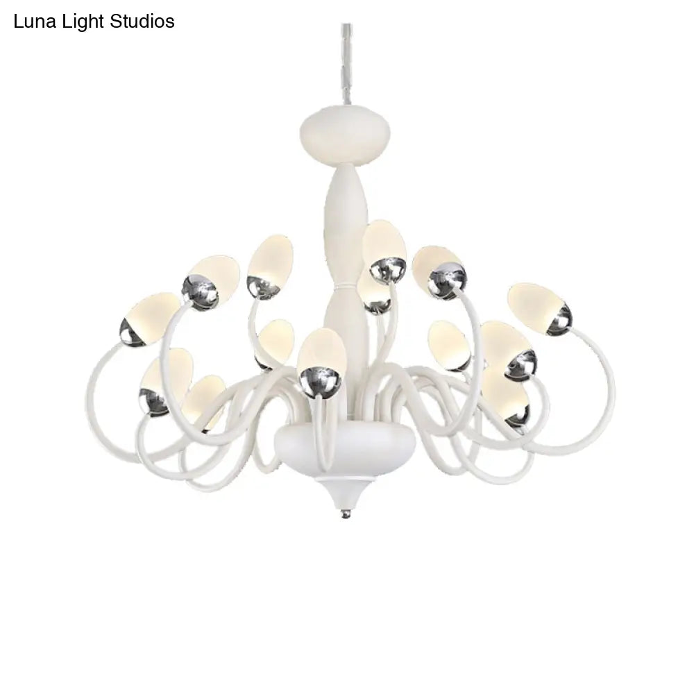 Contemporary Bud Bedroom Chandelier: Acrylic 15/22-Light Hanging Pendant White