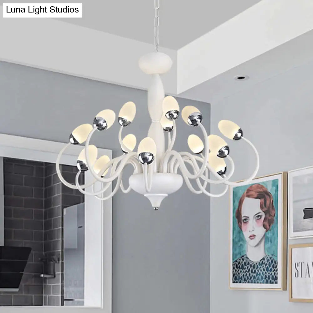 Contemporary Bud Bedroom Chandelier: Acrylic 15/22-Light Hanging Pendant White