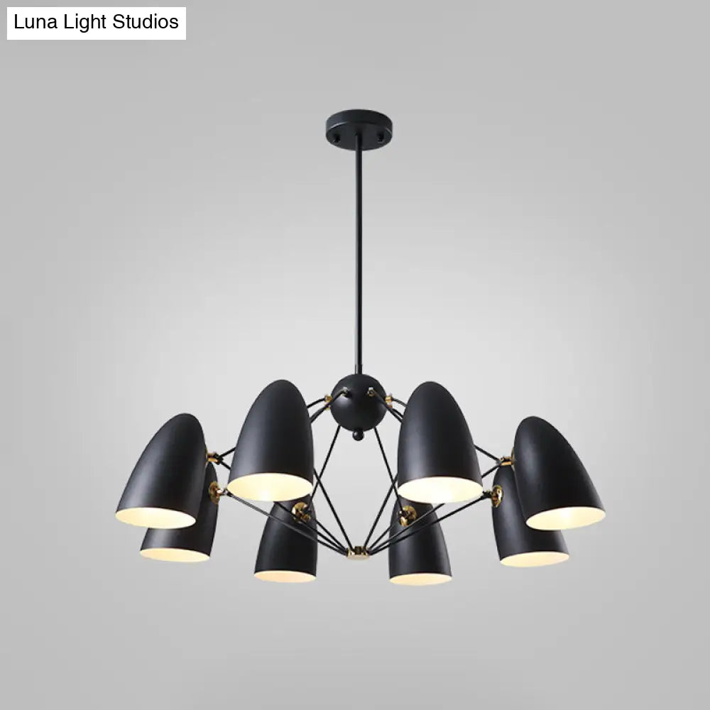 Contemporary Bullet Chandelier Pendant Light - Metal 8-Head Hanging Lamp For Bedroom In Black/White