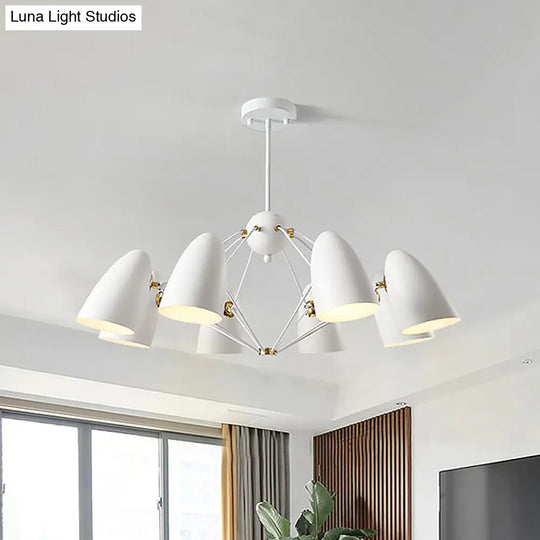 Contemporary Bullet Chandelier Pendant Light - Metal 8-Head Hanging Lamp For Bedroom In Black/White