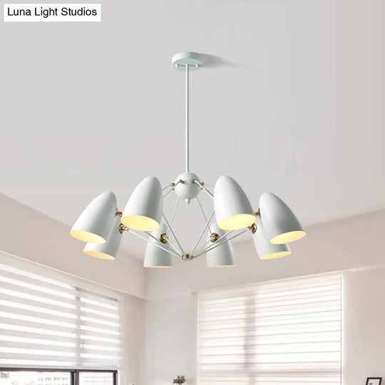 Contemporary 8-Head Metal Pendant Light With Bullet Design For Bedroom - Black/White