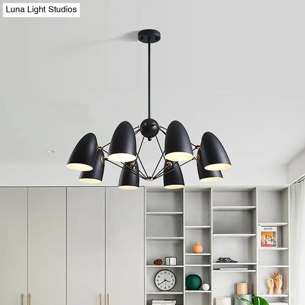 Contemporary 8-Head Metal Pendant Light With Bullet Design For Bedroom - Black/White