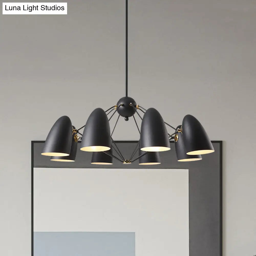 Contemporary 8-Head Metal Pendant Light With Bullet Design For Bedroom - Black/White Black