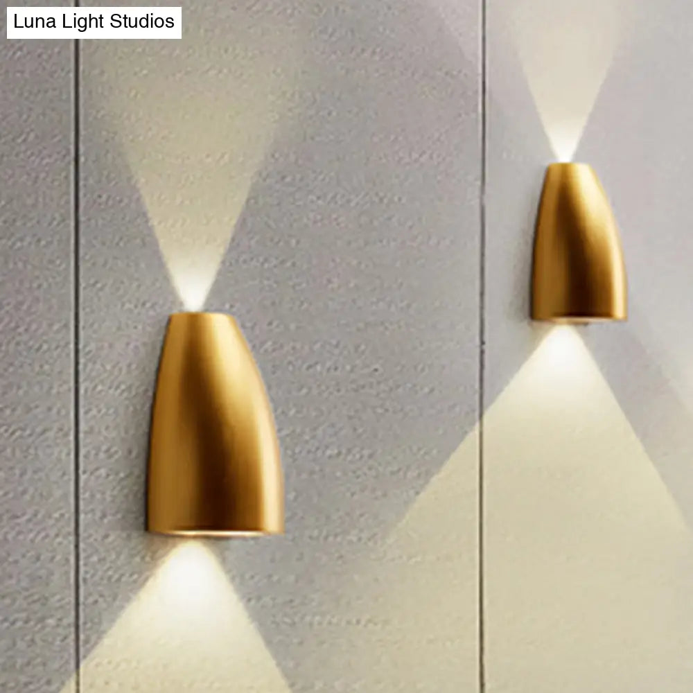 Contemporary Bullet Wall Sconce - Led Up And Downlight For Stairway Modern Metallic Finish In