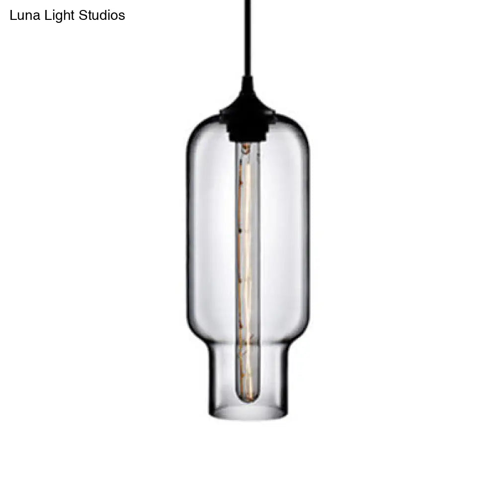 Contemporary Bottle Glass Pendant Light With Red/Brown/Blue Hue Smoke Gray