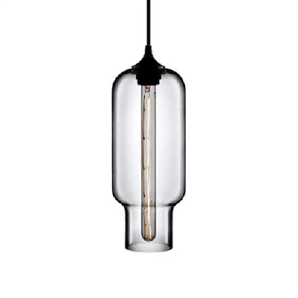 Contemporary Ceiling Pendant Light With Colorful Bottle Glass Shade - 1 Hanging Fixture Smoke Gray