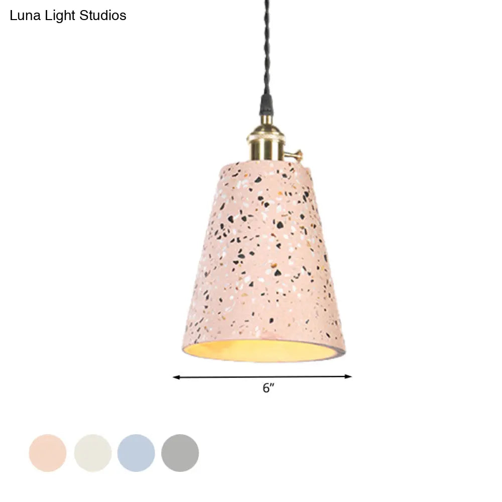 Contemporary Cement Pendant Ceiling Light: Tapered Shade Hanging Light For Cafes