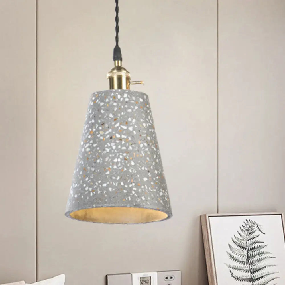 Contemporary Cement Pendant Ceiling Light: Tapered Shade Hanging Light For Cafes Grey