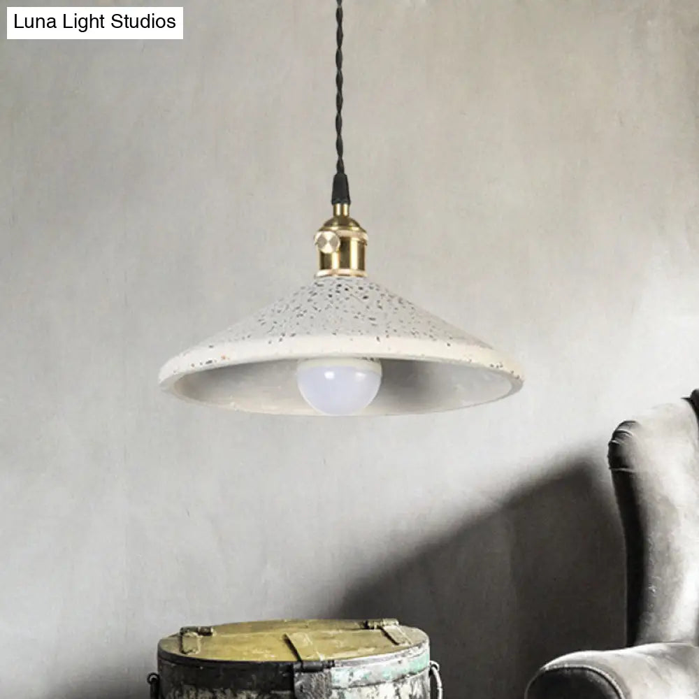 Contemporary Cement Pyramid Suspension Light - Ideal For Workshop And Bar